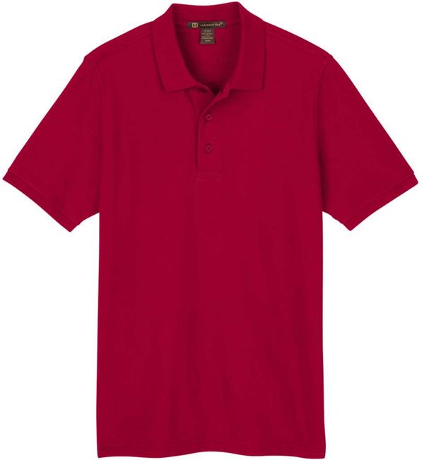 Am image of a Custom Harriton Mens Valiant Cotton Snag Protect Polo in Red!