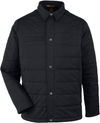 Am image of a Custom Harriton Unisex Guardian Soft Shell Chore Coat in Black!