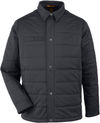 Am image of a Custom Harriton Unisex Guardian Soft Shell Chore Coat in Dark Charcoal!