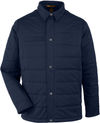 Am image of a Custom Harriton Unisex Guardian Soft Shell Chore Coat in Dark Navy!