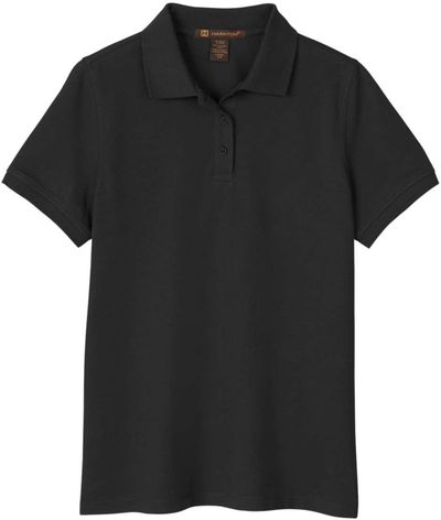 Am image of a Custom Harriton Womens Valiant Cotton Snag Protect Polo in Black!