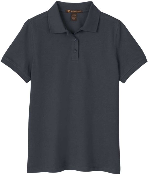 Am image of a Custom Harriton Womens Valiant Cotton Snag Protect Polo in Dark Charcoal!
