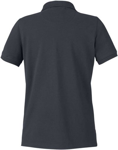 Am image of a Custom Harriton Womens Valiant Cotton Snag Protect Polo in Dark Charcoal!