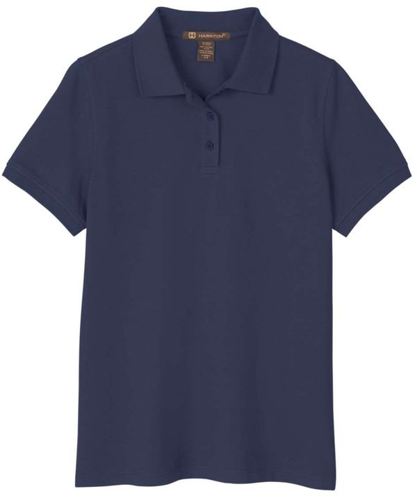 Am image of a Custom Harriton Womens Valiant Cotton Snag Protect Polo in Dark Navy!