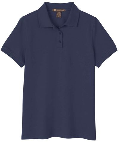 Am image of a Custom Harriton Womens Valiant Cotton Snag Protect Polo in Dark Navy!