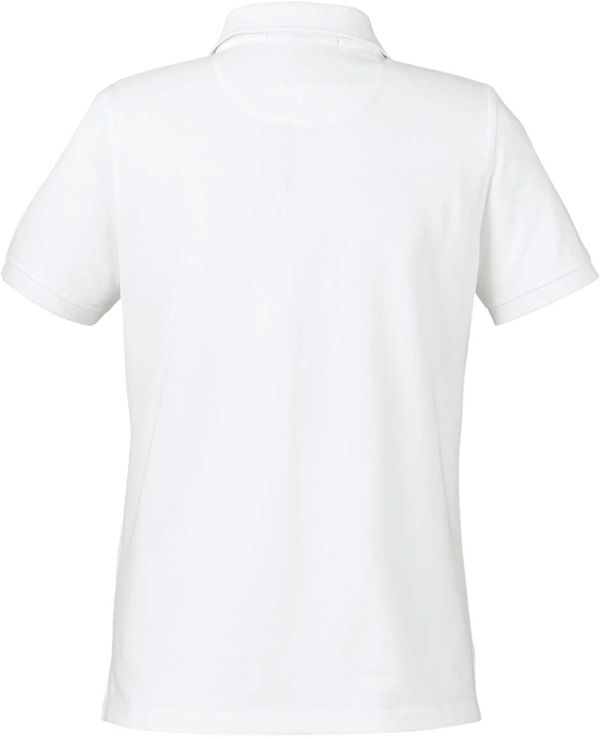 Am image of a Custom Harriton Womens Valiant Cotton Snag Protect Polo in White!