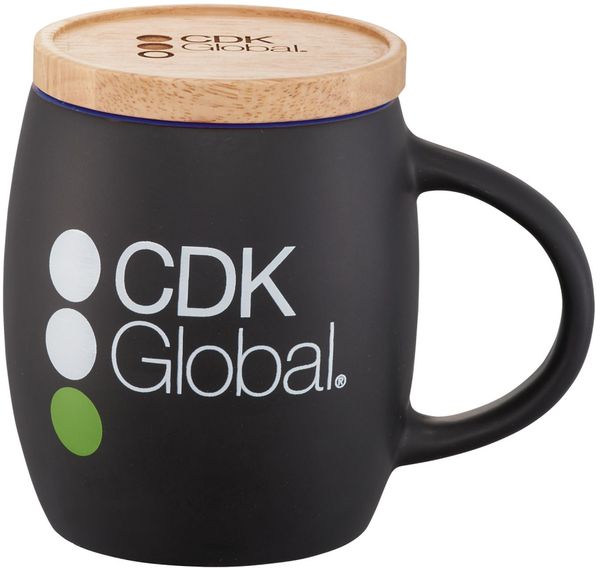 An image of a Custom Hearth Ceramic Mug with Wood Lid Coaster 15oz!