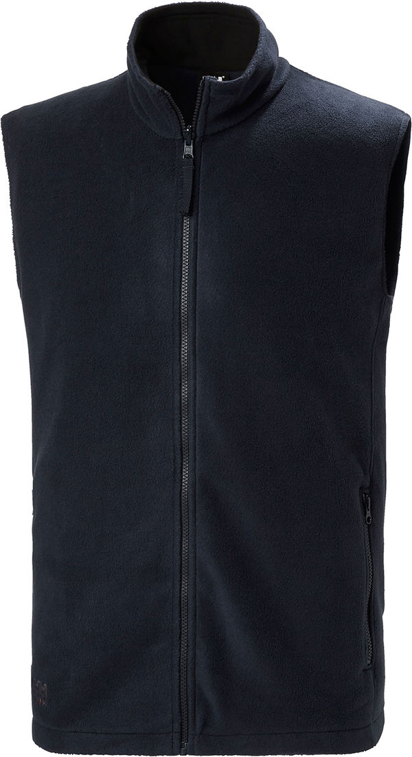 Am image of a Custom Helly Hansen Men's Manchester 2.0 Fleece Vest in Navy!