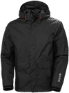 Am image of a Custom Helly Hansen Men's Manchester Rain Jacket in Black!