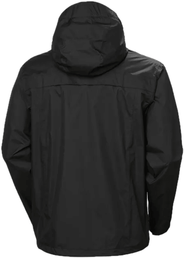 Am image of a Custom Helly Hansen Men's Manchester Rain Jacket in Black!
