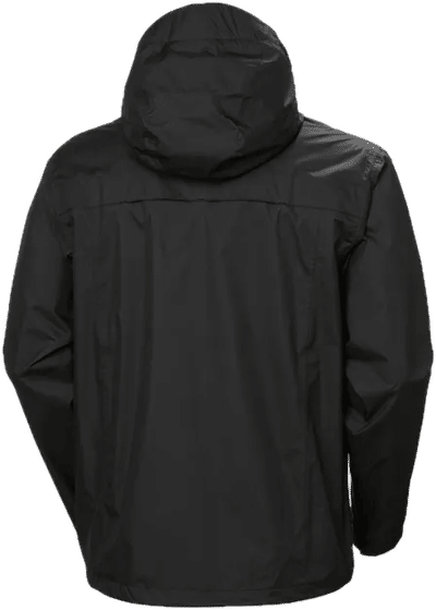 Am image of a Custom Helly Hansen Men's Manchester Rain Jacket in Black!