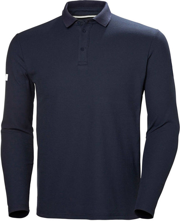 An image of a Custom Helly Hansen Mens Crewline Long Sleeve Polo in Navy!