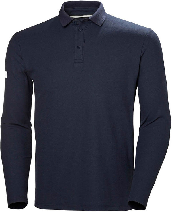 An image of a Custom Helly Hansen Mens Crewline Long Sleeve Polo in Navy!