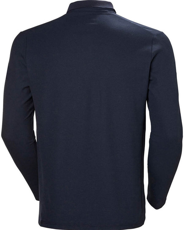 An image of a Custom Helly Hansen Mens Crewline Long Sleeve Polo in Navy!