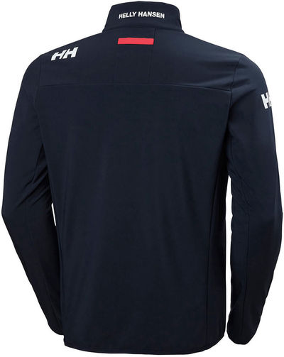 Am image of a Custom Helly Hansen Mens Crew Soft Shell Jacket in Navy!