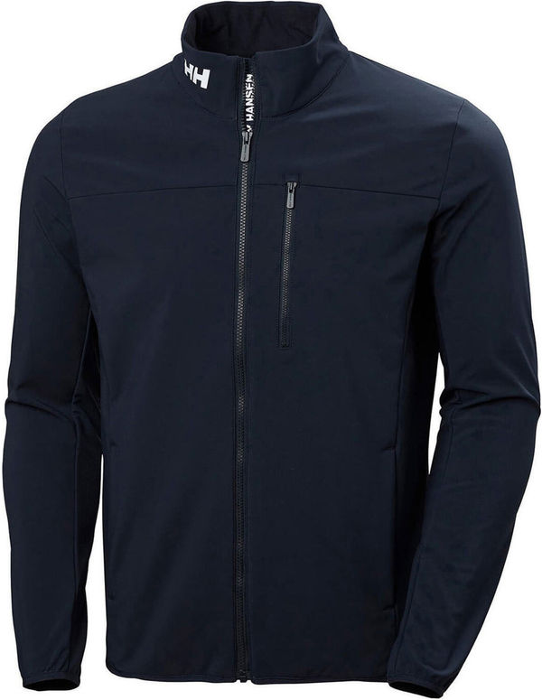 Am image of a Custom Helly Hansen Mens Crew Soft Shell Jacket in Navy!
