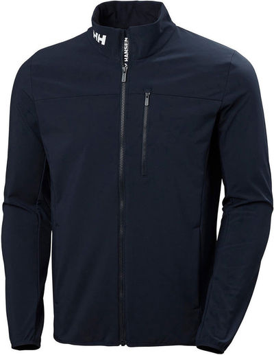 Am image of a Custom Helly Hansen Mens Crew Soft Shell Jacket in Navy!