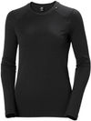 An image of a Custom Helly Hansen Womens Lifa Merino Midweight Crew in Black!