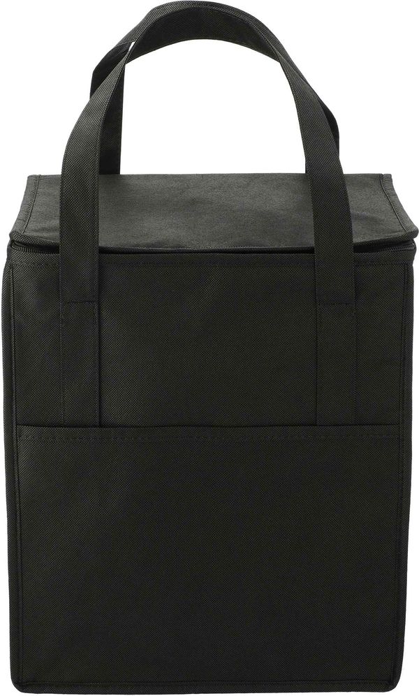 An image of a Custom Hercules Flat Top Insulated Grocery Tote in Black!