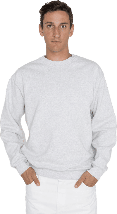 Am image of a Custom LA Apparel LS Heavy Fleece PO Crew 14 Oz in Ash!
