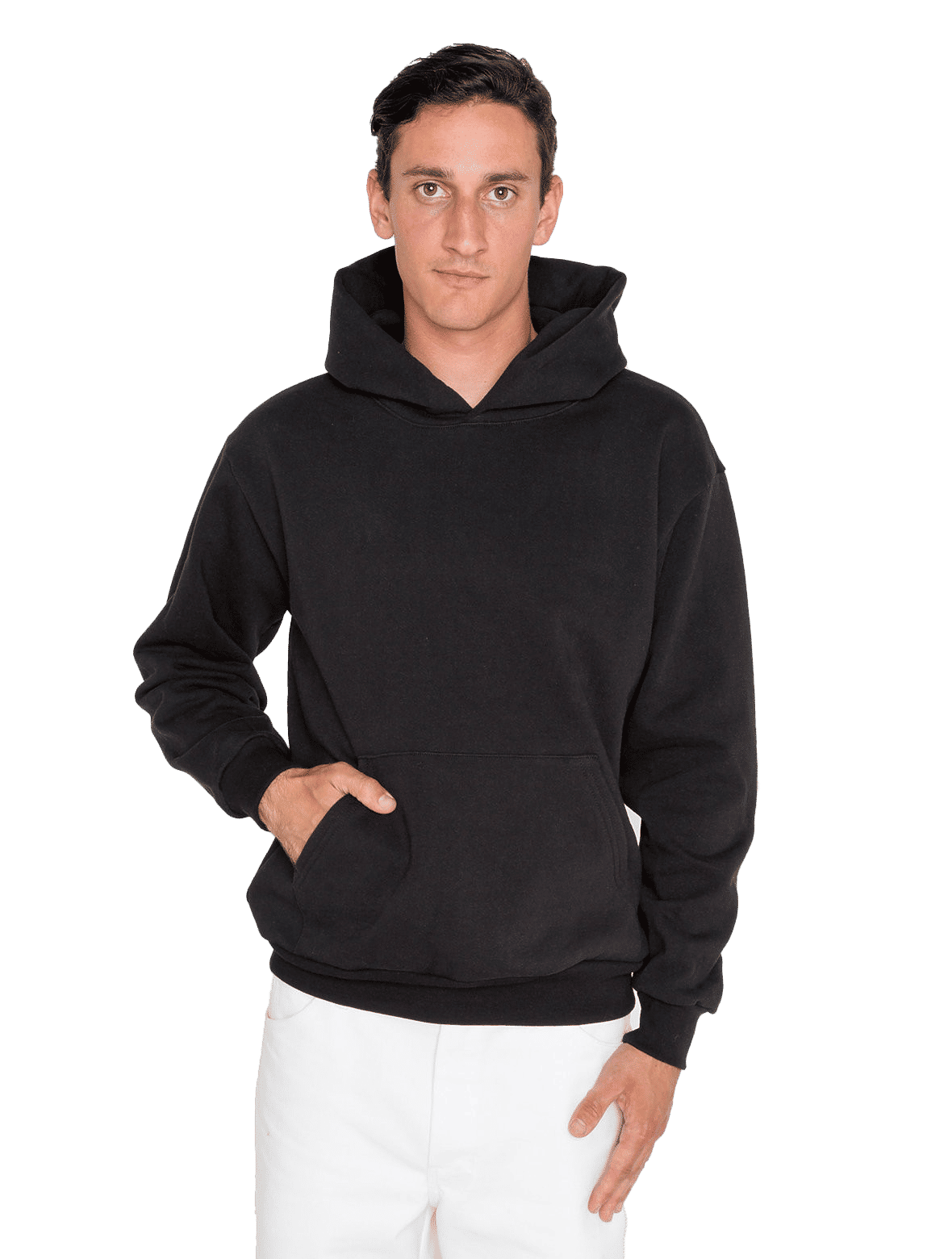 LA Apparel LS Heavy Fleece Hood PO 14 Oz in Black