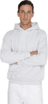 Am image of a Custom LA Apparel LS Heavy Fleece Hood PO 14 Oz in Ash!
