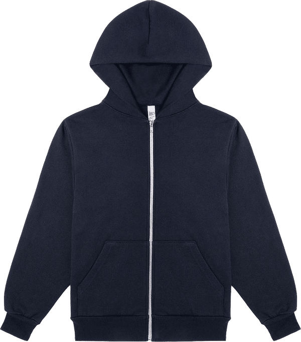 Am image of a Custom LA Apparel LS Heavy Fleece Zip Up 14 Oz in Navy!