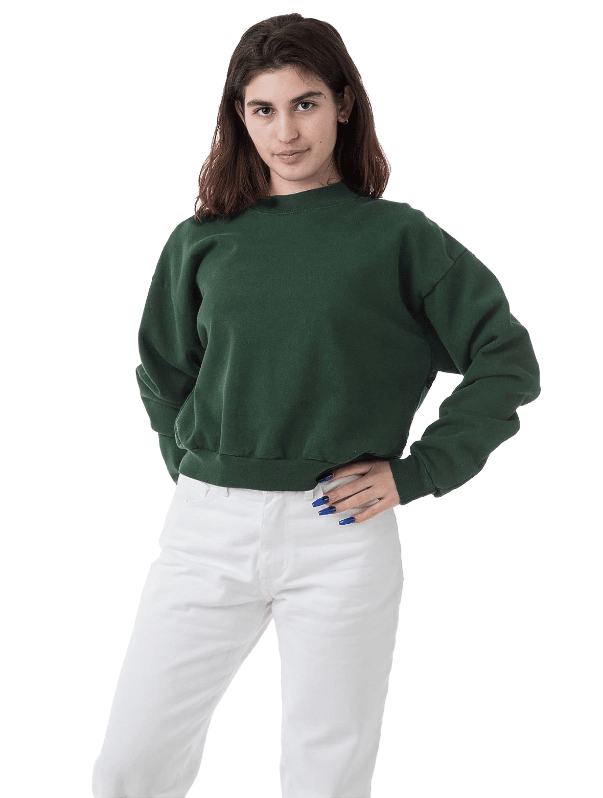 LA Apparel HF Cropped Mock Neck Pullover in IVY