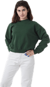 Am image of a Custom LA Apparel HF Cropped Mock Neck Pullover in IVY!