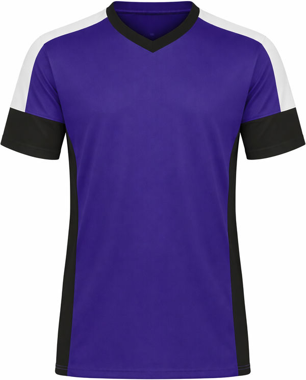 An image of a Custom High Five Youth Wembley Soccer Jersey in PURPLE/BLACK/WHITE!