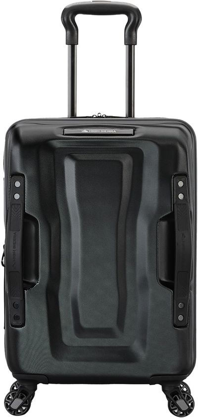 Am image of a Custom High Sierra Terra Trek Carry On Luggage in Black!