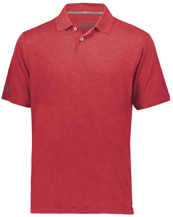 An image of a Custom Holloway Repreve Eco Polo in Scarlet Heather!