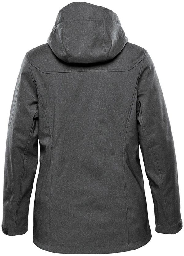 Am image of a Custom Stormtech Women's Epsilon System Jacket in Charcoal Twill!