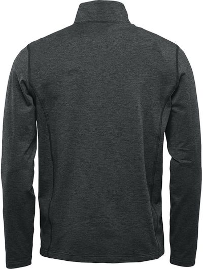 Am image of a Custom Stormtech Men's Treeline Performance Quarter Zip Pullover in Black!