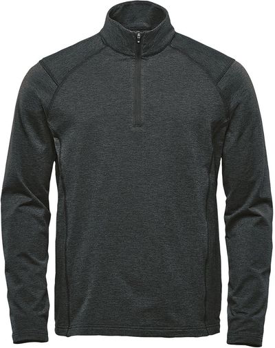 Am image of a Custom Stormtech Men's Treeline Performance Quarter Zip Pullover in Black!