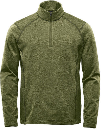 Am image of a Custom Stormtech Men's Treeline Performance Quarter Zip Pullover in Sage Green Heather!