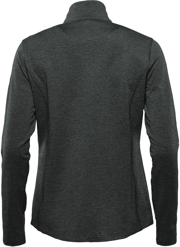 Am image of a Custom Stormtech Womens Treeline Performance Quarter Zip Pullover in Black Heather!