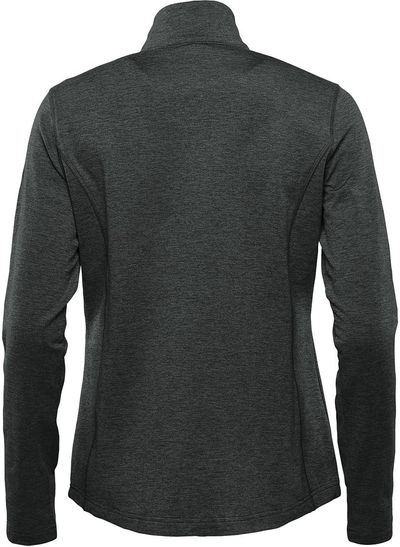 Am image of a Custom Stormtech Womens Treeline Performance Quarter Zip Pullover in Black Heather!