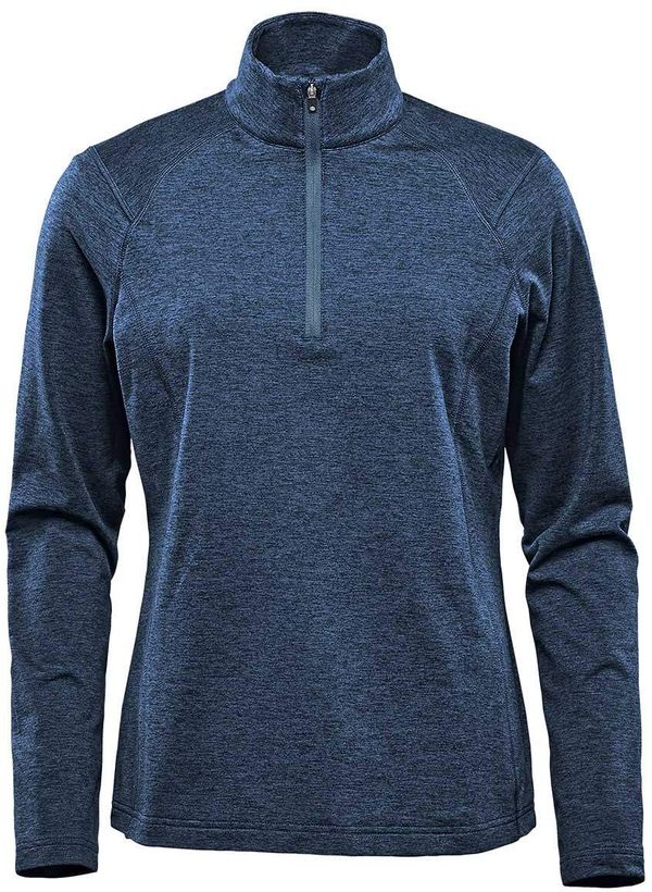 Am image of a Custom Stormtech Womens Treeline Performance Quarter Zip Pullover in Dark Navy Heather!