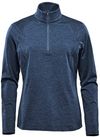 Am image of a Custom Stormtech Womens Treeline Performance Quarter Zip Pullover in Dark Navy Heather!