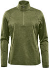 Am image of a Custom Stormtech Womens Treeline Performance Quarter Zip Pullover in Sage Green Heather!