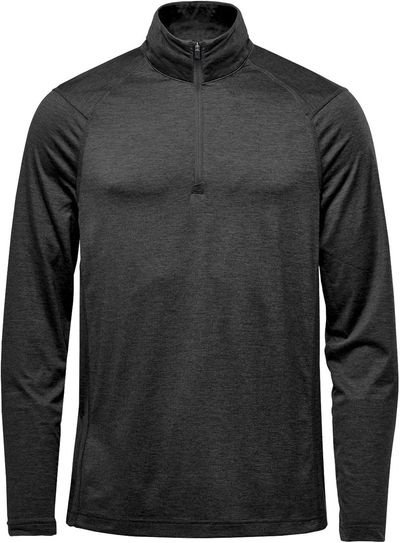 Am image of a Custom Stormtech Men's Milano Quarter Zip Pullover in Black!