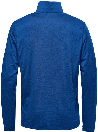 Am image of a Custom Stormtech Men's Milano Quarter Zip Pullover in Classic Blue Heather!