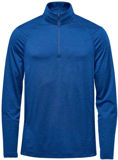 Am image of a Custom Stormtech Men's Milano Quarter Zip Pullover in Classic Blue Heather!
