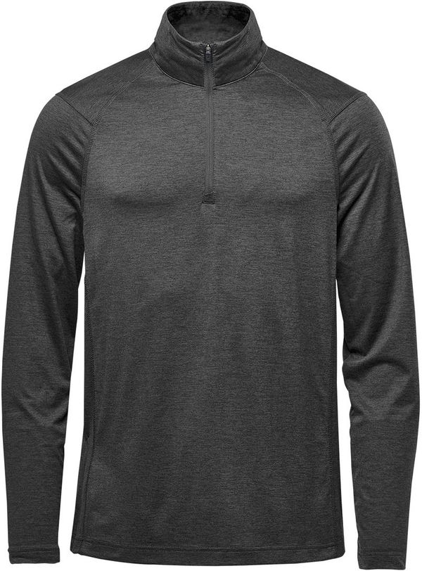Am image of a Custom Stormtech Men's Milano Quarter Zip Pullover in Charcoal Heather!