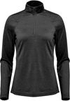 Am image of a Custom Stormtech Women's Milano Quarter Zip Pullover in Black!