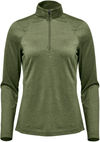 Am image of a Custom Stormtech Women's Milano Quarter Zip Pullover in Sage Green Heather!