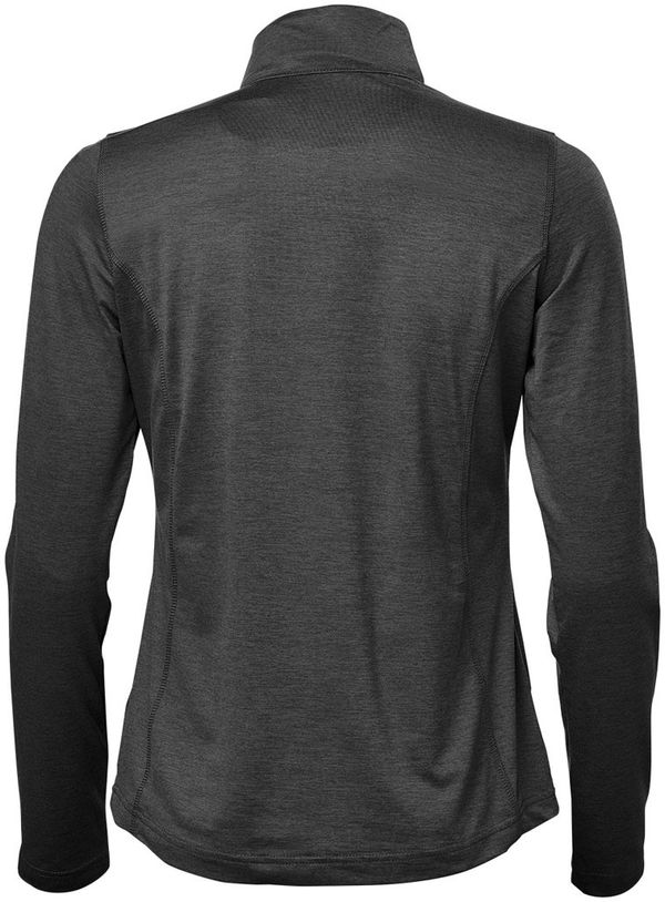 Am image of a Custom Stormtech Women's Milano Quarter Zip Pullover in Charcoal Heather!
