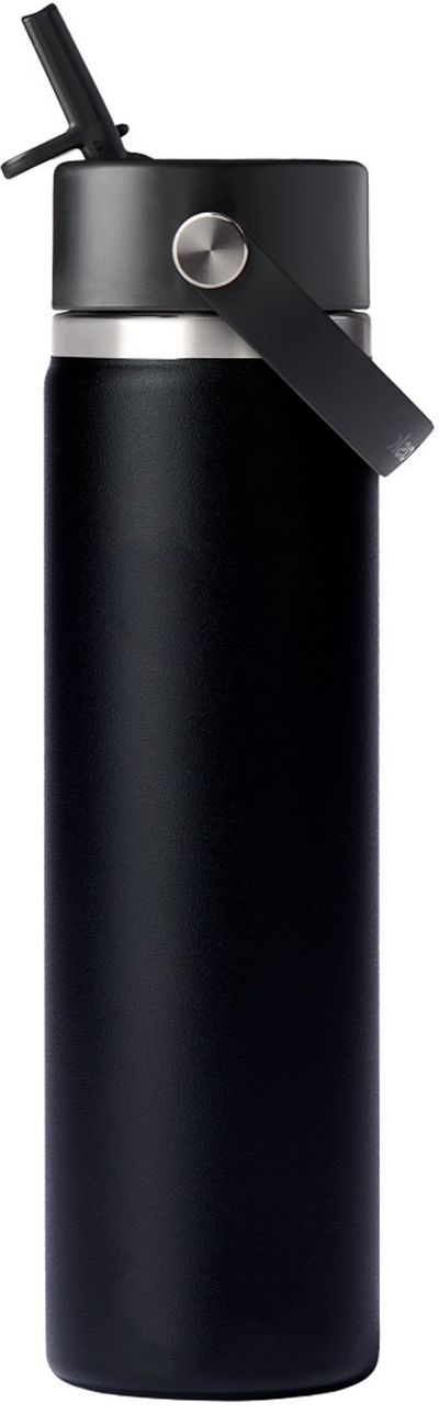 Am image of a Custom Hydro Flask® Wide Mouth with Flex Straw Cap 24oz in Black!