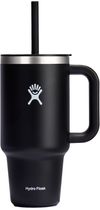 Am image of a Custom Hydro Flask All Around Travel Tumbler 32oz with Straw in Black!